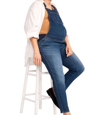 NWT Old Navy Overalls Women's 20 Maternity Side Panel OG Straight Denim Jean
